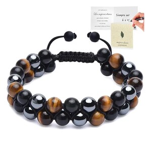 Foto 1 | Foto 1 | Pulseras Xtellar Hombres Doble Ojo Tigre Piedra Obsidiana