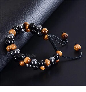 Foto 2 | Foto 2 | Pulseras Xtellar Hombres Doble Ojo Tigre Piedra Obsidiana