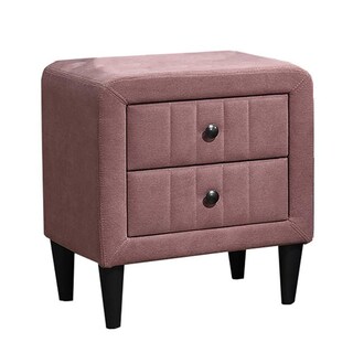 Foto 1 | Foto 1 | Mesita De Noche Benzara Rheo Con 2 Cajones 56 Cm Tapicería Rosa Rubor - Venta Internacional.