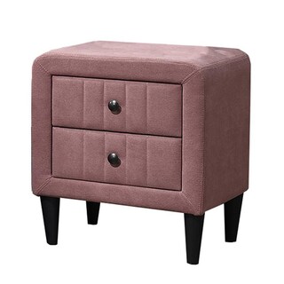 Foto 2 | Foto 2 | Mesita De Noche Benzara Rheo Con 2 Cajones 56 Cm Tapicería Rosa Rubor - Venta Internacional.