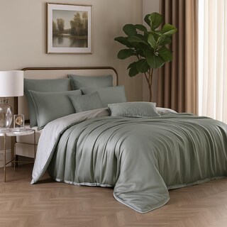 Foto 6 | Foto 6 | Juego De Edredón Benzara Queen De 8 Piezas Reversible Gris Salvia - Venta Internacional.