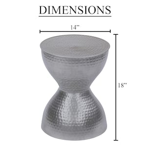 Foto 7 | Foto 7 | Taburete Benzara Hourglass Con Textura Martillada De Hierro  36 X 36 X 46 Cm  Plateado - Venta Internacional.
