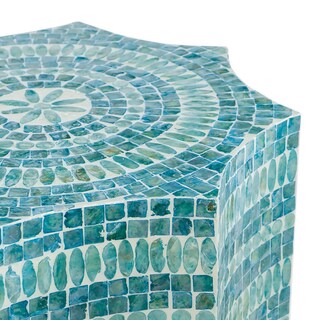 Foto 4 | Foto 4 | Taburete Table Benzara De 51 Cm Con Concha Capiz  Color Azul - Venta Internacional.