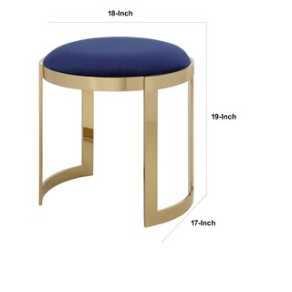 Foto 5 | Foto 5 | Taburete Otomano Benzara Niyo 48 Cm Terciopelo Azul Marino Estructura Dorada - Venta Internacional.