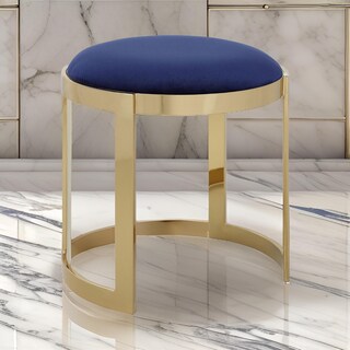 Foto 6 | Foto 6 | Taburete Otomano Benzara Niyo 48 Cm Terciopelo Azul Marino Estructura Dorada - Venta Internacional.