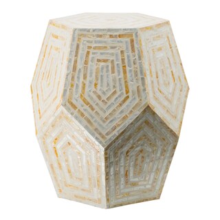 Foto 1 | Foto 1 | Taburete Hexagonal Capiz Accent De Table Benzara 53 Cm Color Beige Y Blanco - Venta Internacional.