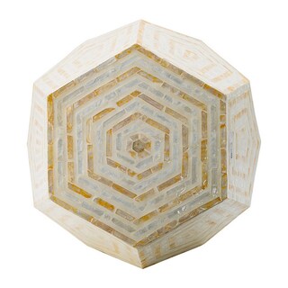 Foto 2 | Foto 2 | Taburete Hexagonal Capiz Accent De Table Benzara 53 Cm Color Beige Y Blanco - Venta Internacional.