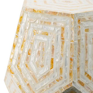 Foto 3 | Foto 3 | Taburete Hexagonal Capiz Accent De Table Benzara 53 Cm Color Beige Y Blanco - Venta Internacional.