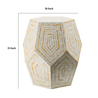 Foto 5 | Foto 5 | Taburete Hexagonal Capiz Accent De Table Benzara 53 Cm Color Beige Y Blanco - Venta Internacional.