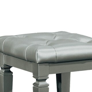 Foto 3 | Foto 3 | Taburete De Madera Benzara Con Asiento De Piel Sintética Con Capitoné Gris 43 X 43 X 48 Cm - Venta Internacional.