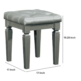 Foto 6 | Foto 6 | Taburete De Madera Benzara Con Asiento De Piel Sintética Con Capitoné Gris  43 X 43 X 48 Cm - Venta Internacional.