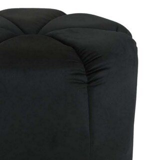 Foto 2 | Foto 2 | Puf Benzara Sylvie 48 Cm De Terciopelo Negro Dorado - Venta Internacional.