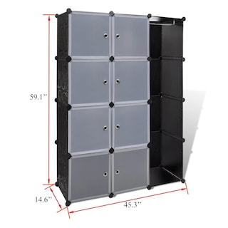 Foto 5 | Foto 5 | Armario Modular Benzara Con 8 Compartimentos Blanco Y Negro 150 Cm - Venta Internacional.
