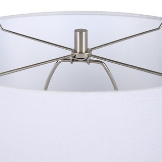 Foto 4 | Foto 4 | Lámpara De Mesa Benzara Pantalla De Lino Y Ratán De 25 Pulgadas Base Plateada - Venta Internacional.