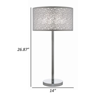 Foto 2 | Foto 2 | Lámpara De Mesa Benzara 68 Cm Pantalla De Tela Metálica Cromada - Venta Internacional.