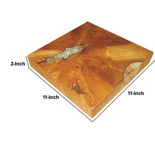 Foto 5 | Foto 5 | Plataforma De Sobremesa Benzara 28x28x5 Cm Cuadrada De Resina De Teca - Venta Internacional.