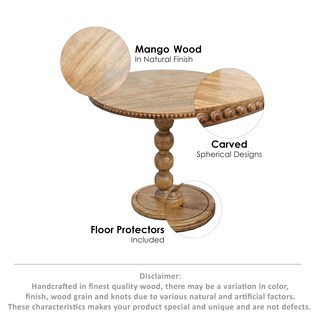 Foto 7 | Foto 7 | Mesa Tup 21 Pulgadas Superficie Redonda Madera De Mango Marrón Natural - Venta Internacional.