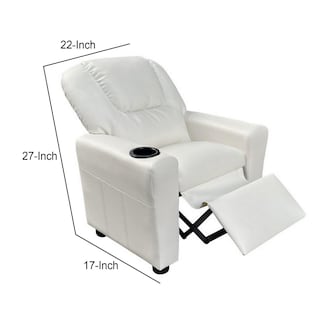 Foto 5 | Foto 5 | Sillón Reclinable Para Jóvenes Benzara De 56 Cm Acolchado Blanco Con Portavasos - Venta Internacional.
