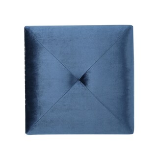 Foto 4 | Foto 4 | Puf Otomano Benjara Neli De Terciopelo Azul Con Borde En Forma De Cabeza De Clavo - Venta Internacional.