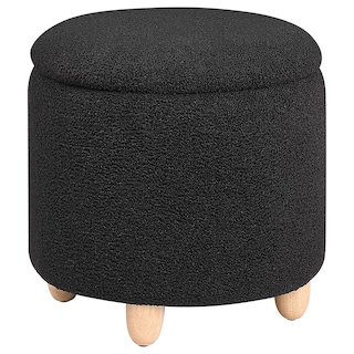 Foto 1 | Foto 1 | Otomana Benzara Aia De 46 Cm Storage Piel De Oveja Sintética Negra - Venta Internacional.