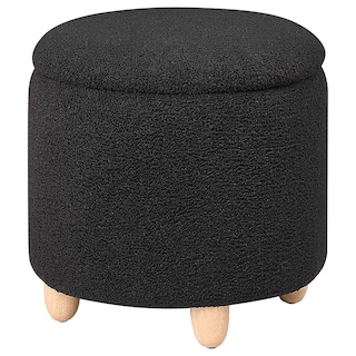 Foto 3 | Foto 3 | Otomana Benzara Aia De 46 Cm Storage Piel De Oveja Sintética Negra - Venta Internacional.