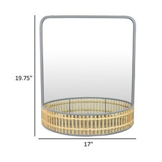 Foto 5 | Foto 5 | Espejo De Pared Benzara Elpis Con Estante Tejido De Metal Gris De 50 Cm - Venta Internacional.