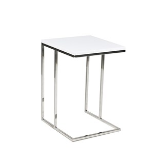 Foto 1 | Foto 1 | Mesa Auxiliar Benzara Zen Con Bandeja Rectangular Blanca De 59 Cm - Venta Internacional.