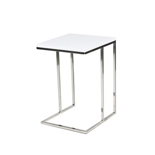 Foto 2 | Foto 2 | Mesa Auxiliar Benzara Zen Con Bandeja Rectangular Blanca De 59 Cm - Venta Internacional.