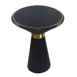 Foto 1 | Foto 1 | Mesa Auxiliar Benzara Redonda De 56 Cm De Madera De Mango Y Latón Negro - Venta Internacional.