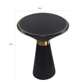 Foto 5 | Foto 5 | Mesa Auxiliar Benzara Redonda De 56 Cm De Madera De Mango Y Latón Negro - Venta Internacional.
