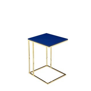 Foto 1 | Foto 1 | Mesa Benzara Zen Con Extremo Lateral Lacado Azul Marino Y Base Dorada - Venta Internacional.
