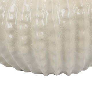 Foto 4 | Foto 4 | Maceta Benzara Harry Redonda De Cerámica Blanca Brillante 33 Cm - Venta Internacional.