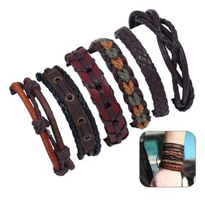 Foto 1 | Foto 1 | Brazalete Cuero Xtellar Vintage Varonil Set De 6 Dije Árbol Marrón Marrón