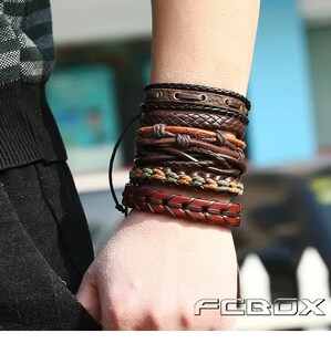 Foto 2 | Foto 2 | Brazalete Cuero Xtellar Vintage Varonil Set De 6 Dije Árbol Marrón Marrón