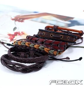 Foto 3 | Foto 3 | Brazalete Cuero Xtellar Vintage Varonil Set De 6 Dije Árbol Marrón Marrón