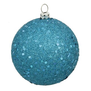 Foto 1 | Foto 1 | Adorno Colgante Vickerman Con Forma De Bola De Lentejuelas Turquesa De 25 Cm - Venta Internacional.