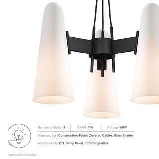 Foto 7 | Foto 7 | Lámpara Colgante Modway Beacon De 3 Luces Color Negro Opalino - Venta Internacional.