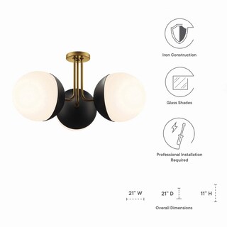 Foto 7 | Foto 7 | Lámpara De Techo Modway Stellar 3 Luces Latón Opalino Marrón - Venta Internacional.