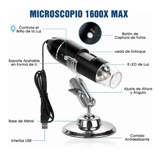 Foto 4 | Foto 4 | 3 En 1 Microscopio Digital Lab.g Usb 1600x Zoom Optico Hd 8 Leds Negro