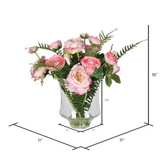 Foto 3 | Foto 3 | Rosa Artificial Rosa Oscuro En Maceta De Cristal Vickerman De 41 Cm - Venta Internacional.