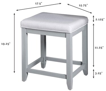 Foto 6 | Foto 6 | Taburete De Maquillaje Crosley Furniture Vista Tapizado Gris - Venta Internacional.