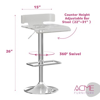 Foto 3 | Foto 3 | Taburete De Bar Acme Rania Transparente Con Asiento Giratorio Ajustable - Venta Internacional.
