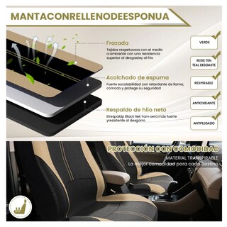 Foto 4 | Foto 4 | Funda Universal Para Asiento Lab.g De Automóvil 10 Piezas Beige