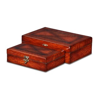Foto 5 | Foto 5 | Cajas De Almacenamiento Decorativas Cheung's Home De Madera Chapadas En Burlwood - Venta Internacional.