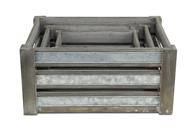 Foto 1 | Foto 1 | Set De 3 Cajas De Almacenamiento Cheung En Madera Y Metal Con Acabado Gris Lavado - Venta Internacional.