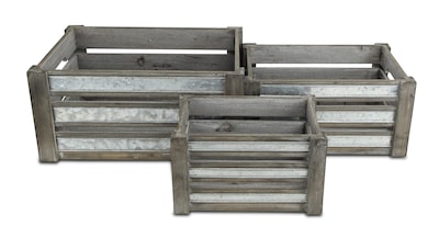 Foto 2 | Foto 2 | Set De 3 Cajas De Almacenamiento Cheung En Madera Y Metal Con Acabado Gris Lavado - Venta Internacional.