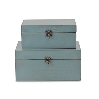Foto 6 | Foto 6 | Set De 2 Cajas De Madera Azules De Storage Box Cheung's - Venta Internacional.