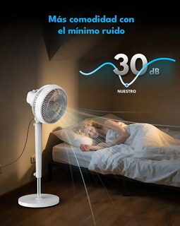 Foto 3 | Foto 3 | Ventilador De Pedestal Silencioso Con Motor Turbo 120°+60° Altura Ajustable 77-108cm