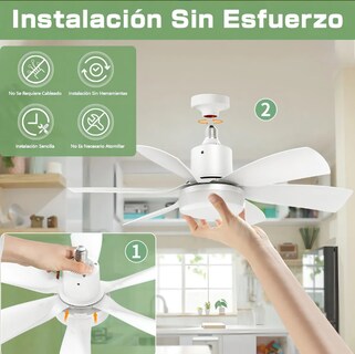 Foto 2 | Foto 2 | Ventilador De Techo Modernos Con Luz Y Control Remoto Ventiladores De Techo Silencioso Con Casquillo E27 De 40 W 6 Aspas 3 Ve