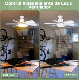 Foto 4 | Foto 4 | Ventilador De Techo Modernos Con Luz Y Control Remoto Ventiladores De Techo Silencioso Con Casquillo E27 De 40 W 6 Aspas 3 Ve